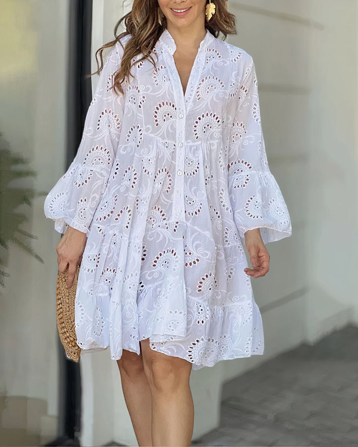 Bequeme Sommerkleid mit Kragen und V-Ausschnitt – Sarah