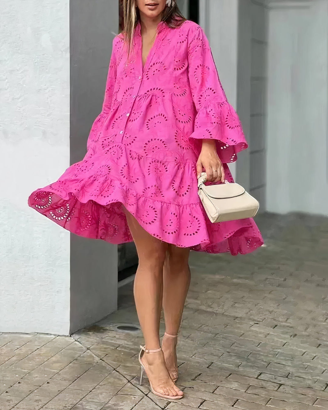Bequeme Sommerkleid mit Kragen und V-Ausschnitt – Sarah