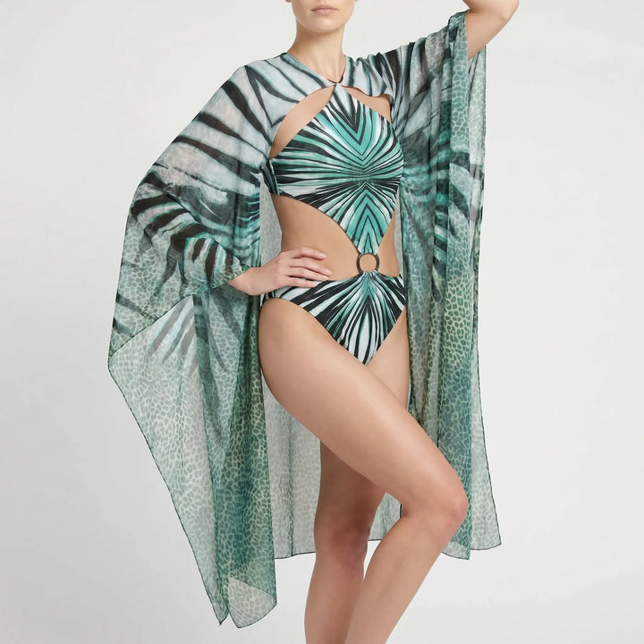 Langarm-Monokini Mit Cut-Outs - Tropina
