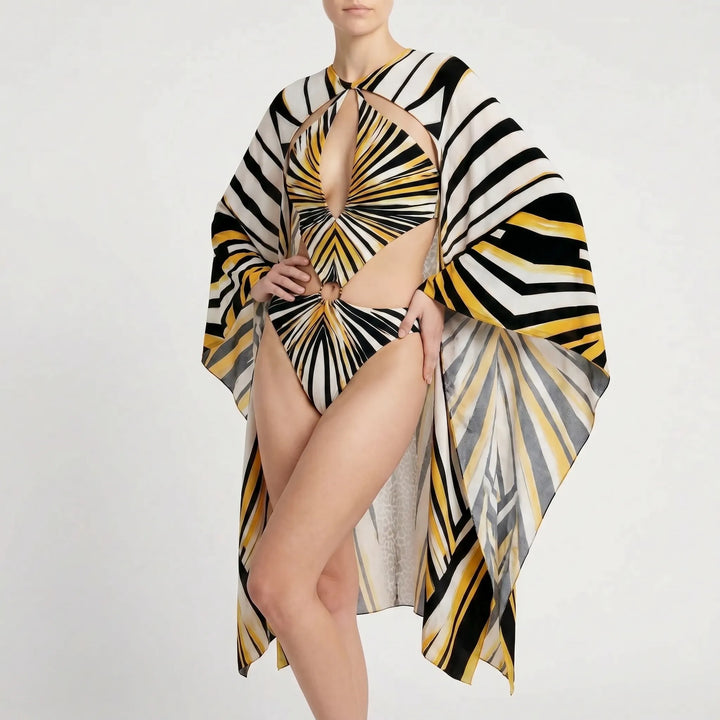 Langarm-Monokini Mit Cut-Outs - Tropina