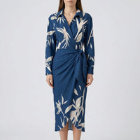 Langarm-Wickelkleid Mit Blattmuster - Mabel
