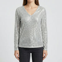Langarm V Ausschnitt Bluse - Lana