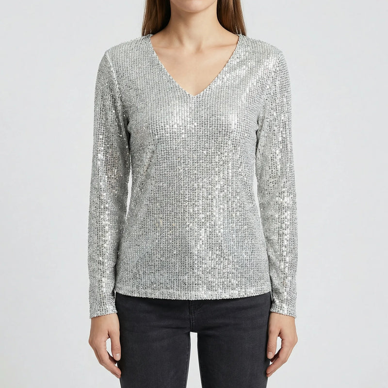 Langarm V Ausschnitt Bluse - Lana