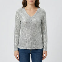 Langarm V Ausschnitt Bluse - Lana