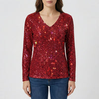 Langarm V Ausschnitt Bluse - Lana