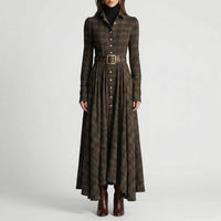 Langärmeliges Maxi-Kleid Mit Karomuster - Bethany