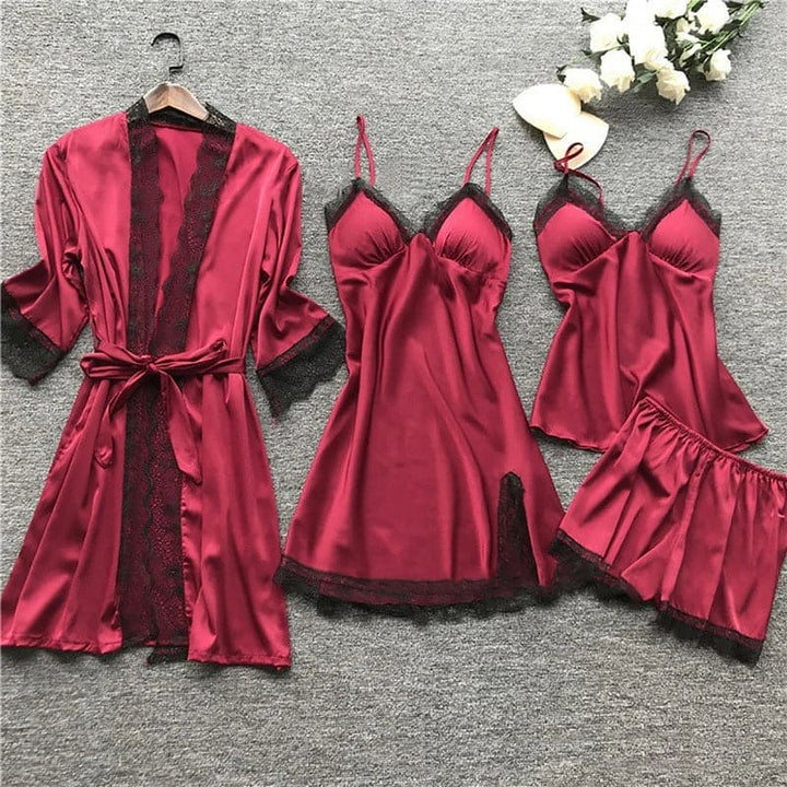 Luxe Satiniertes Nachthemd Set - Aurora