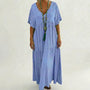 Langes Damenkleid Mit V-Ausschnitt Und Weitem Schnitt - Blanca