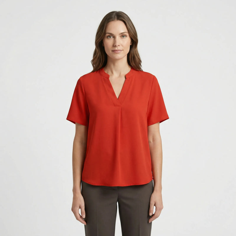 Leichte Kurzarm-Bluse Mit V-Ausschnitt - Susie