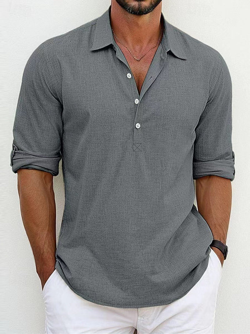 Breathable & Timeless Men's Linen Shirt with Button Placket – Niko
