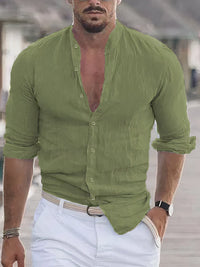 Lightweight Men's Shirt With A Grandad Collar - Reginald