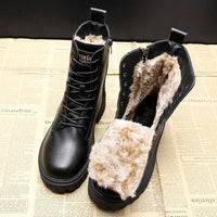 Lined Black Lace-Up Boot For Women - Adrienne