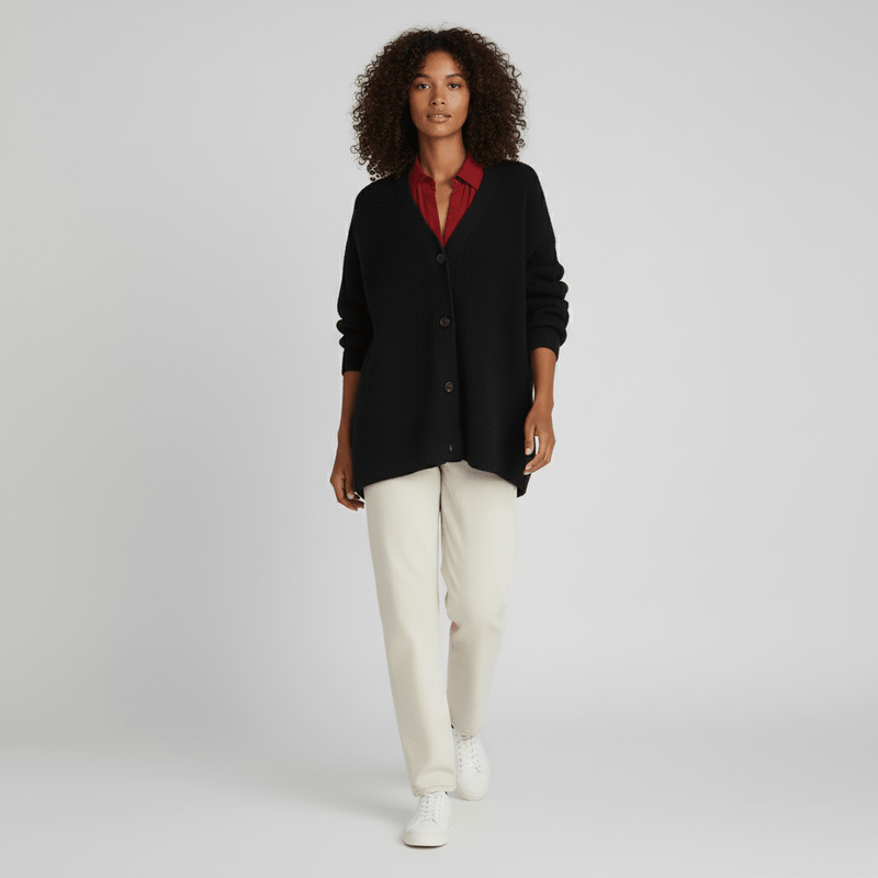Locker Geschnittener Cardigan Mit Knopfleiste - Jamila