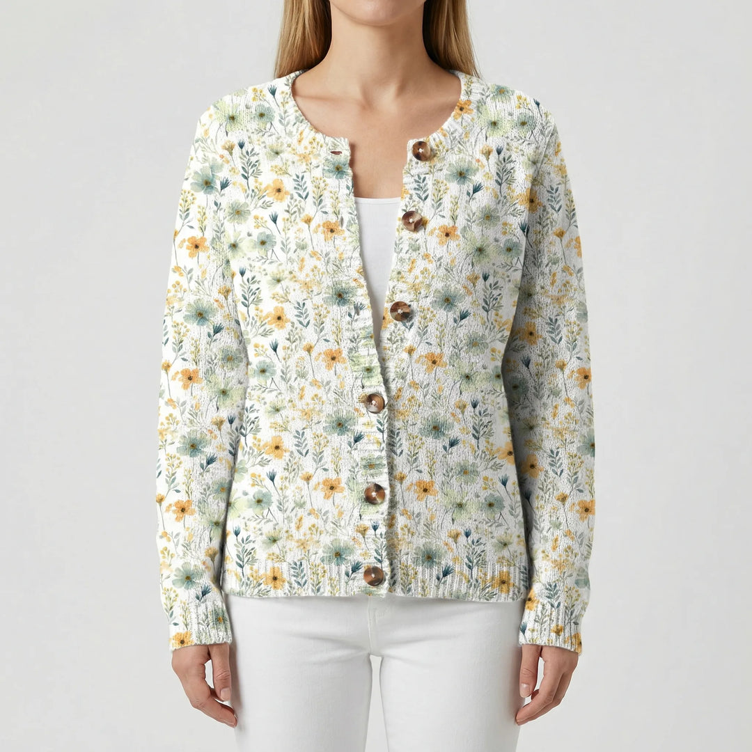 Locker Sitzende Floral Strickjacke - Dana