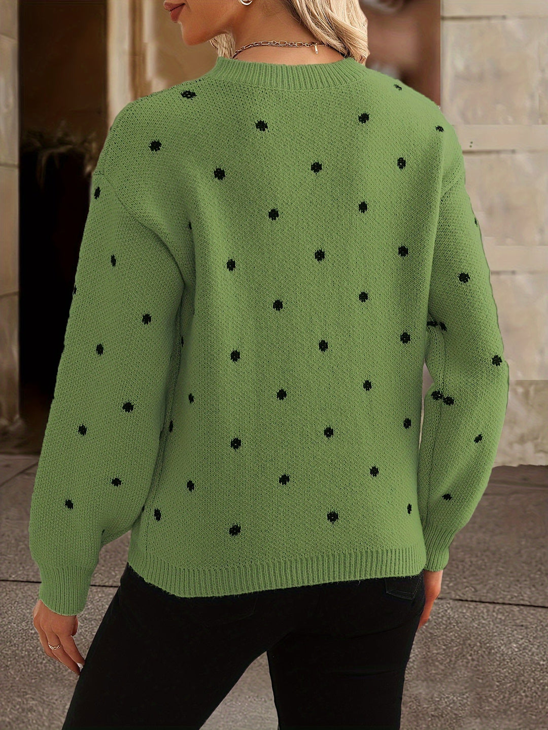 Locker Sitzender Pullover Mit Punktmuster - Sahra