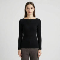 Long-Sleeve Plain Knit Top - Veronica