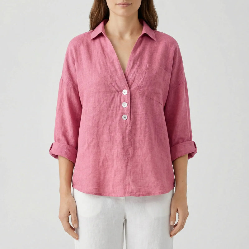 Losse Blouse Met Lange Mouwen En V-Hals - Vicky