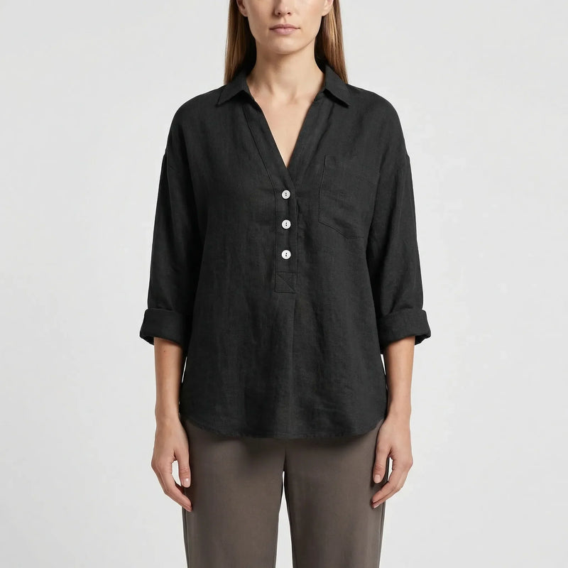 Losse Blouse Met Lange Mouwen En V-Hals - Vicky