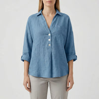 Losse Blouse Met Lange Mouwen En V-Hals - Vicky