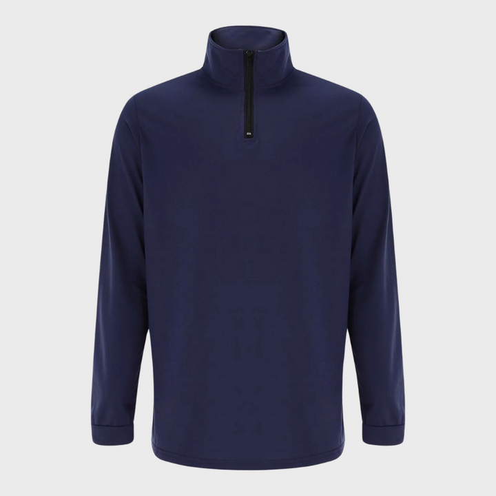 Bequemer Herrenpullover mit Reißverschluss und niedrigem Kragen – Sven
