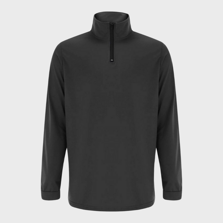 Bequemer Herrenpullover mit Reißverschluss und niedrigem Kragen – Sven