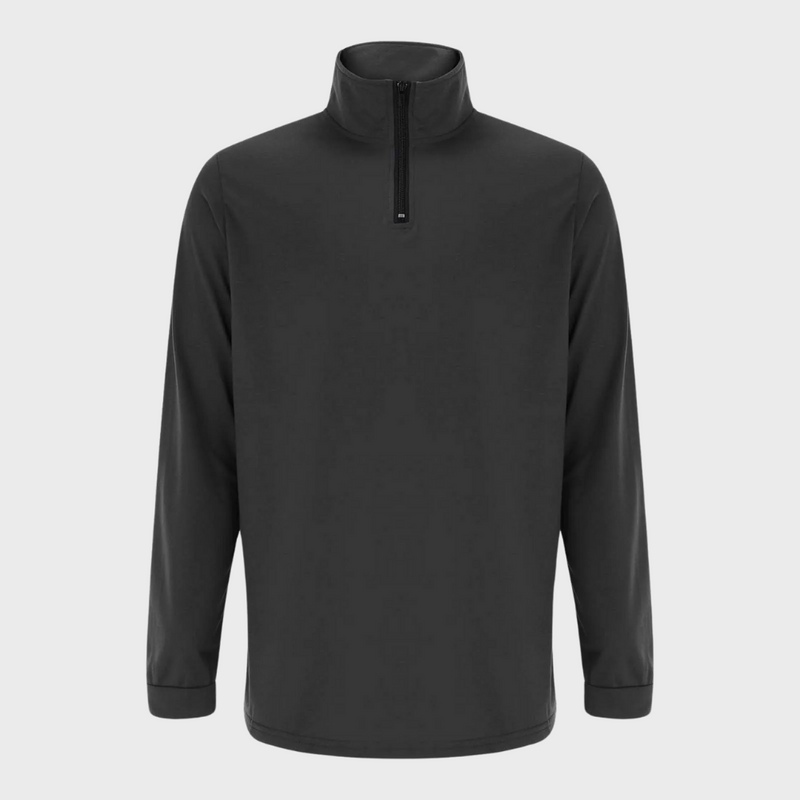 Bequemer Herrenpullover mit Reißverschluss und niedrigem Kragen – Sven