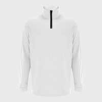 Weißer Herren-Pullover mit Reißverschluss, Langarm, Stehkragen, atmungsaktives Material.