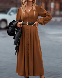 Maxi Herbstkleid mit Knopfverschluss – Amira