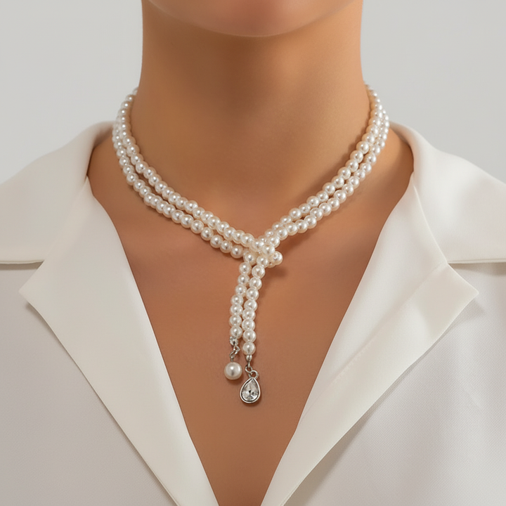 Mehrschichtige Perlenhalskette - PearlCharm