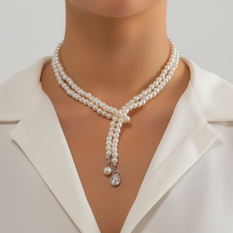 Mehrschichtige Perlenhalskette - PearlCharm