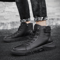 Men's Black High-Top Lace-Up Trainer - Corey