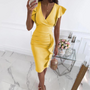 Sommerliches Midi-Kleid mit V-Ausschnitt und taillierter Passform – Livia
