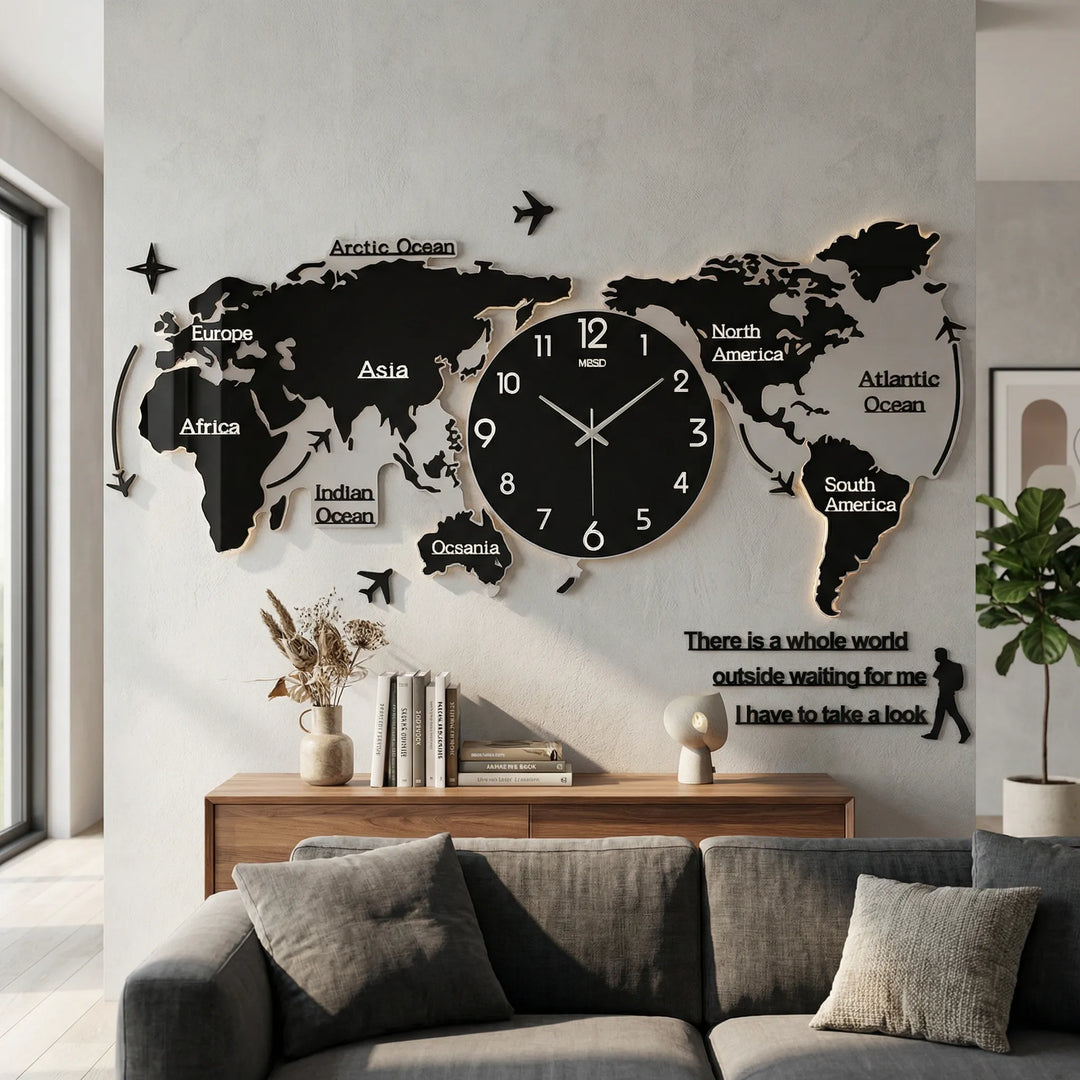 Moderne 3D-Wanduhr - WorldoraClock