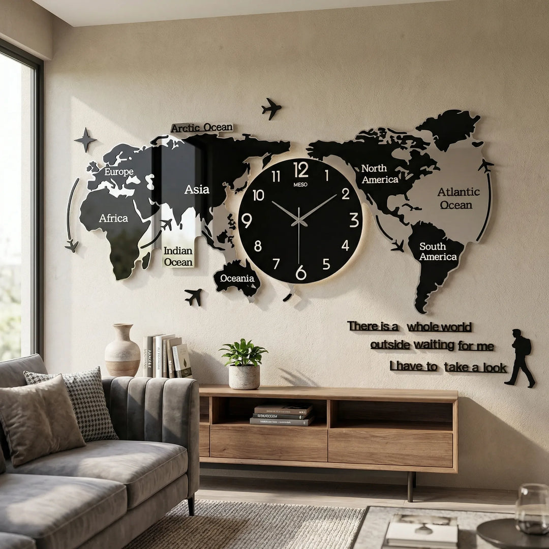 Moderne 3D-Wanduhr - WorldoraClock