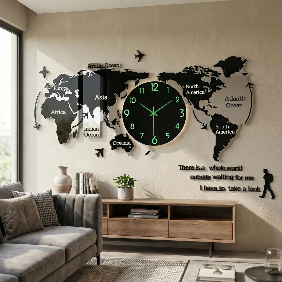 Moderne 3D-Wanduhr - WorldoraClock