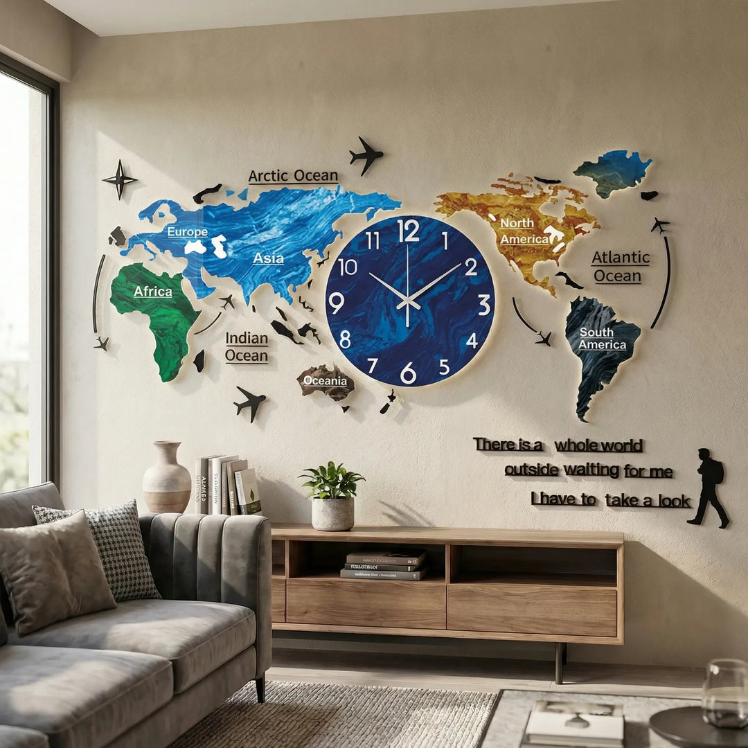 Moderne 3D-Wanduhr - WorldoraClock