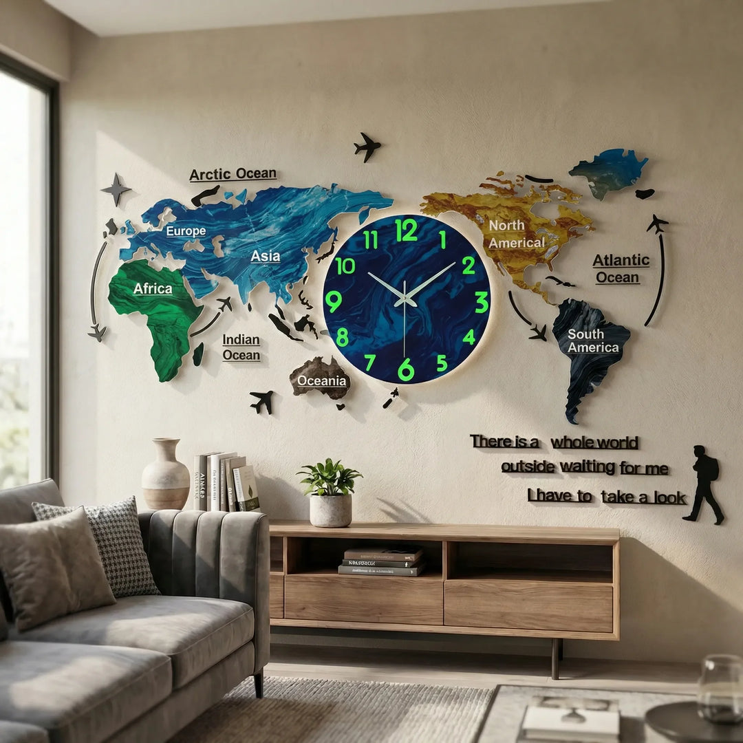 Moderne 3D-Wanduhr - WorldoraClock