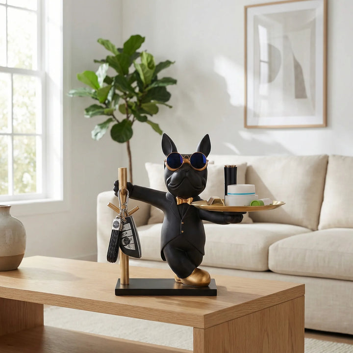 Moderne Bulldogfiguur Met Dienblad - Pawlux