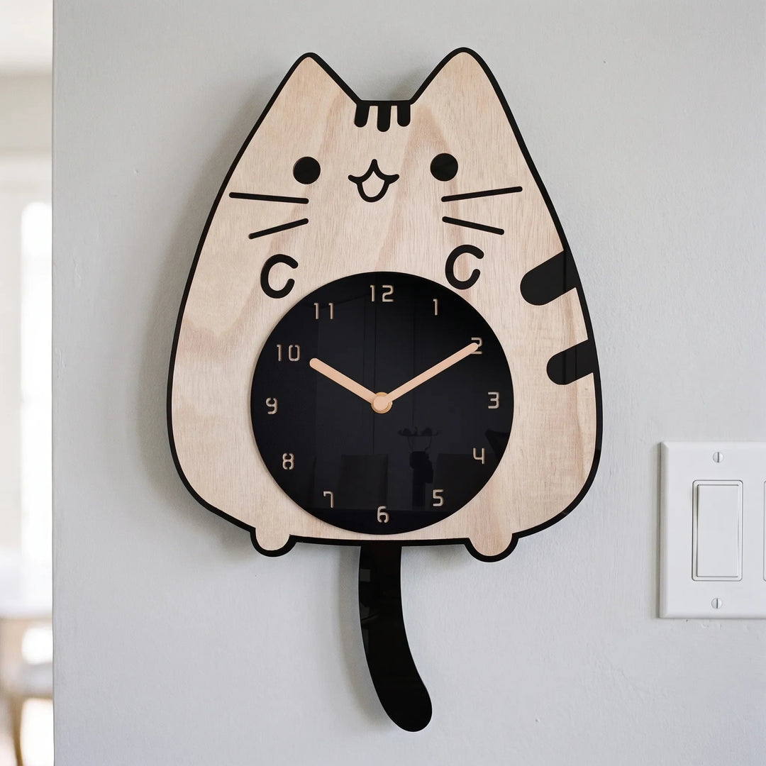 Motiv-Wanduhr Katze - Purrwiggle