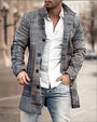 Herren Wollmantel mit Karomuster und klarer Silhouette – Elias