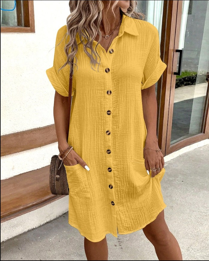 Sommerkleid mit Knopfverschluss und kurzen Ärmeln – Lotte