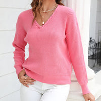 Damen Strickpullover mit V-Ausschnitt in lockerer Passform – Wanfrieda