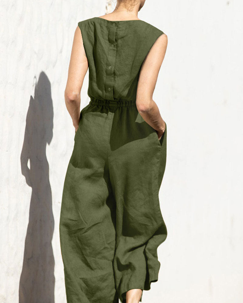 Ärmelloser Jumpsuit mit weitem Bein – Aurelia