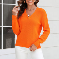 Damen Strickpullover mit V-Ausschnitt in lockerer Passform – Wanfrieda
