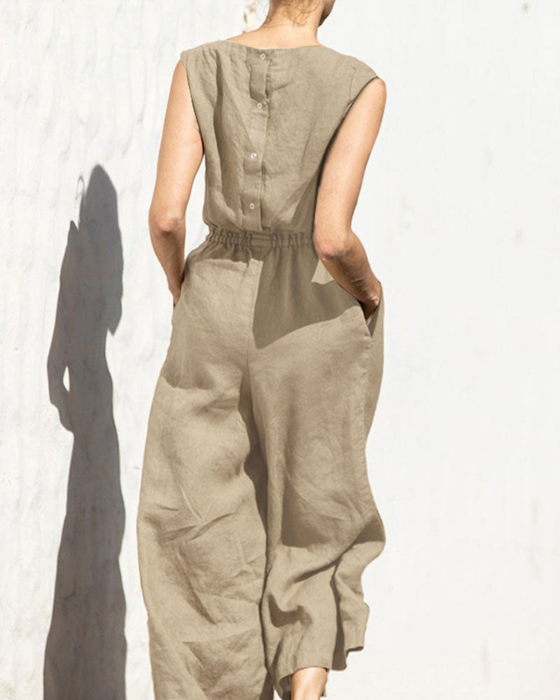 Ärmelloser Jumpsuit mit weitem Bein – Aurelia