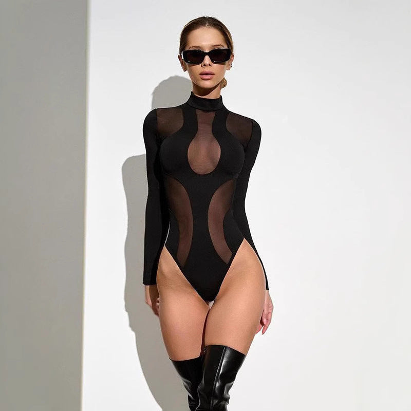 Trendy Women's Bodysuit with Cut-Outs & Mesh Inserts – Nayeli