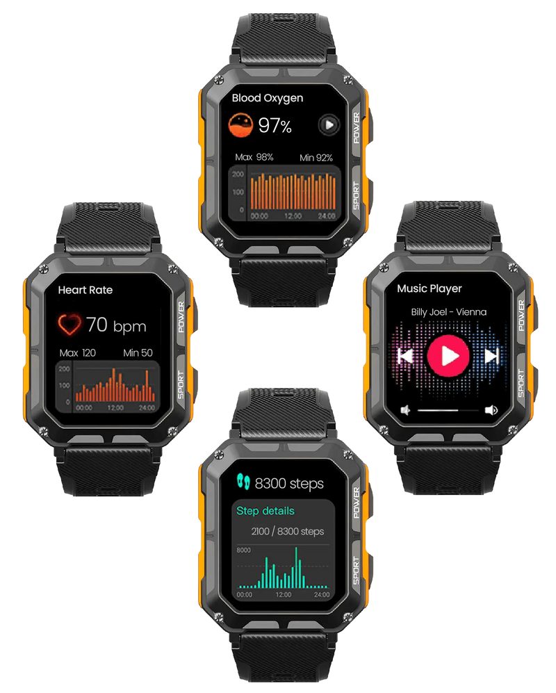 Robuste Smartwatch mit Herzfrequenzmesser & Schrittzähler - EnduranceX