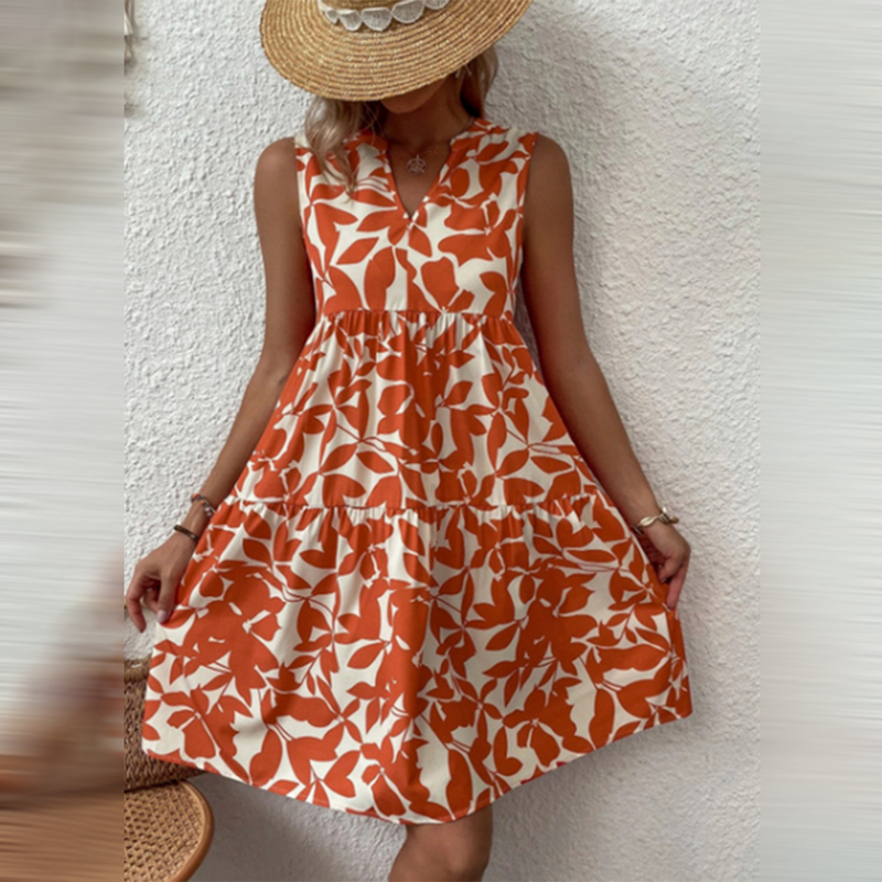 Boho Sommerkleid mit Print und V-Ausschnitt – Yalina