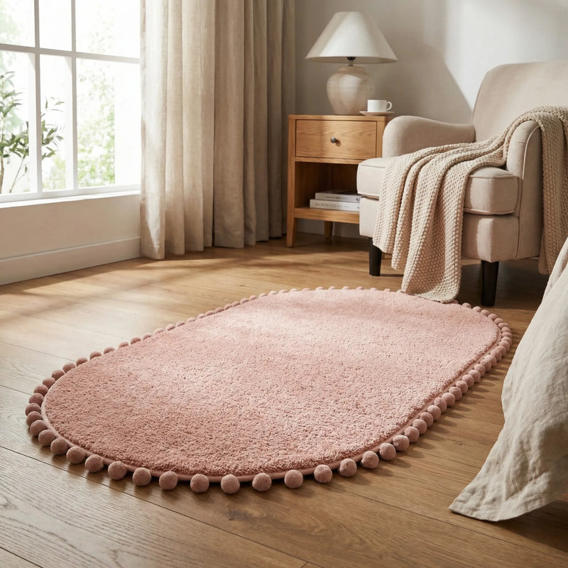 Ovaler Badteppich Mit Pompons - Pomvela