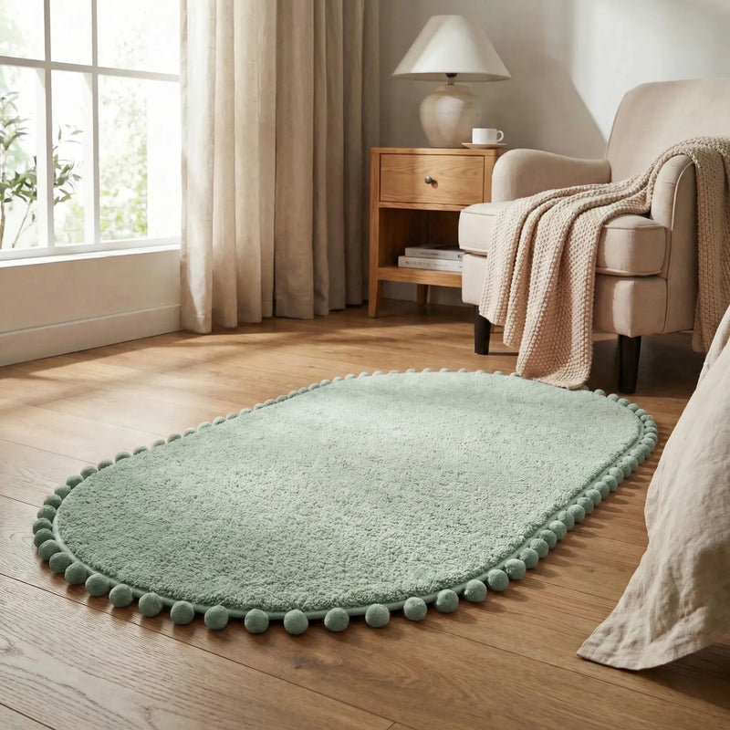 Ovaler Badteppich Mit Pompons - Pomvela